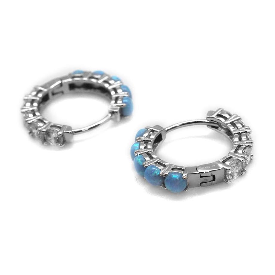 Opal/Cz Stone Double Sides Hoop Earrings - Allyanna GiftsEARRINGS