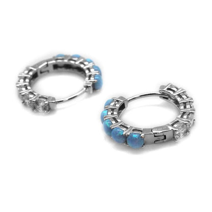 Opal/Cz Stone Double Sides Hoop Earrings - Allyanna GiftsEARRINGS