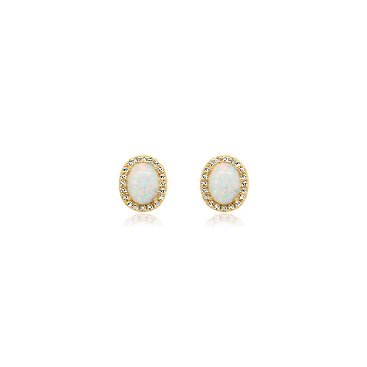 Oval CZ White Opal Earrings - Allyanna Gifts