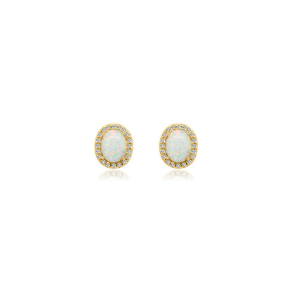 Oval CZ White Opal Earrings - Allyanna Gifts