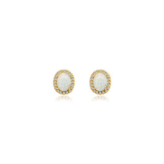 Oval CZ White Opal Earrings - Allyanna Gifts