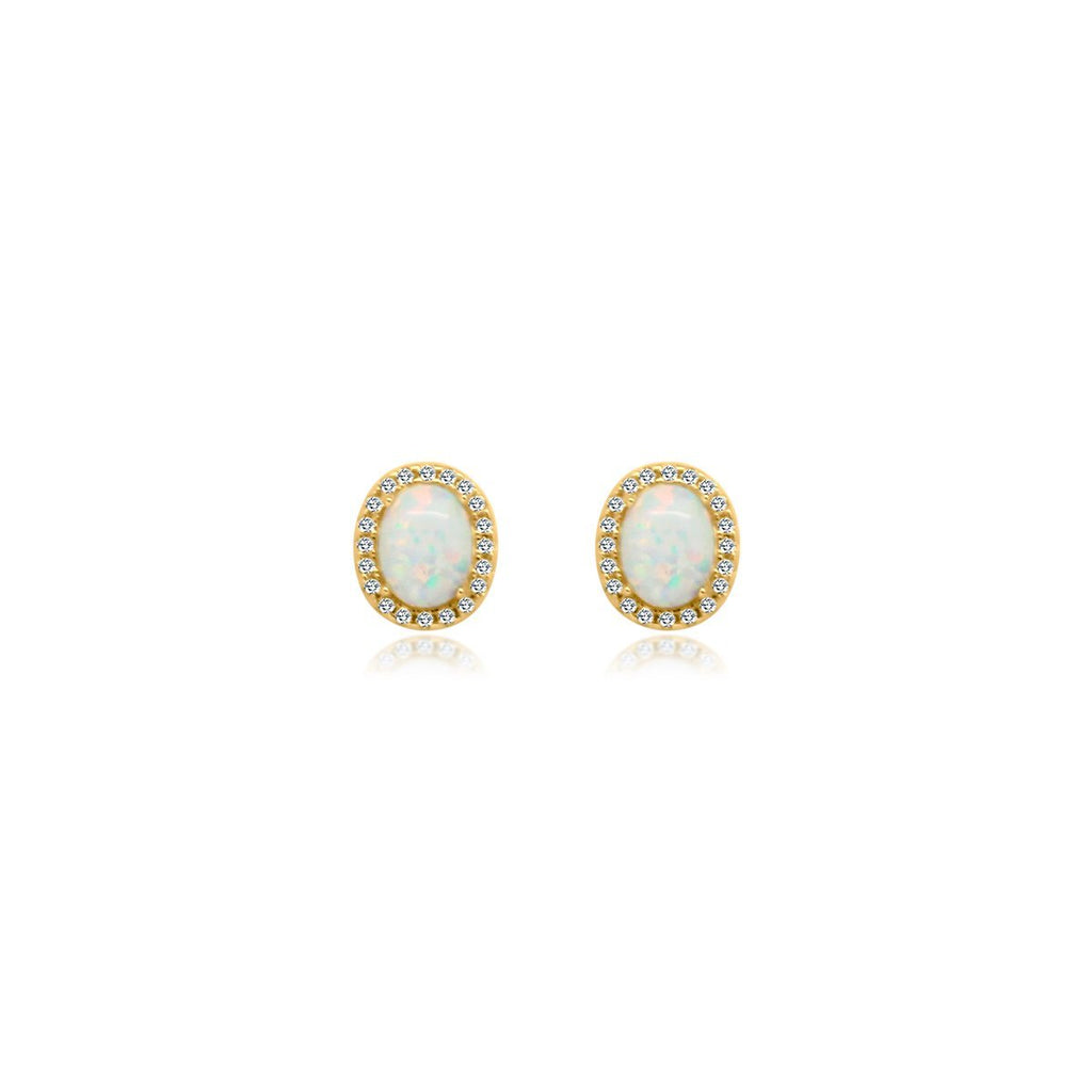 Oval CZ White Opal Earrings - Allyanna Gifts