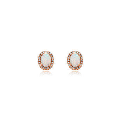 Oval CZ White Opal Earrings - Allyanna Gifts