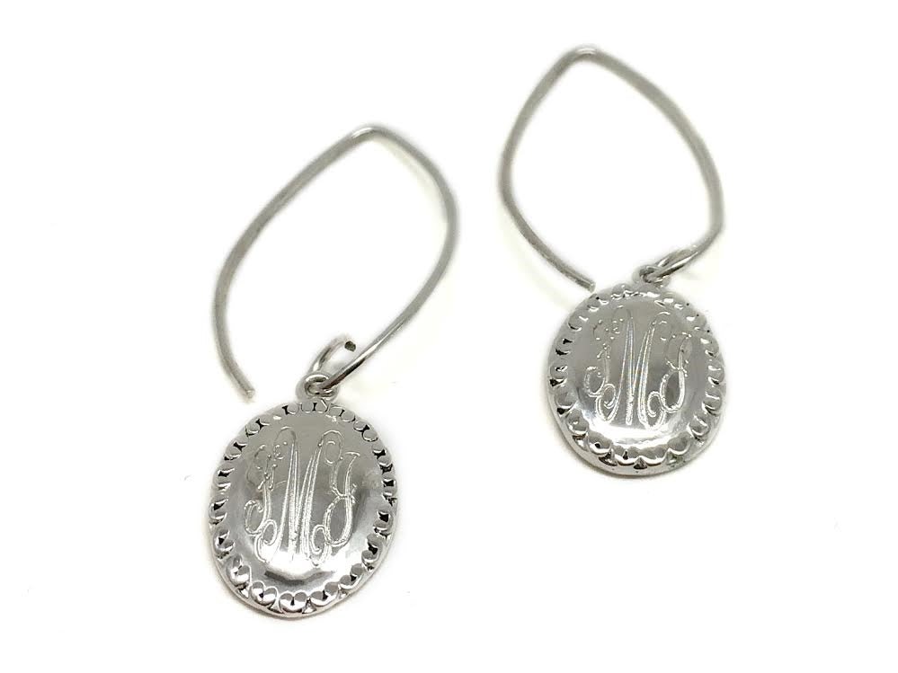Oval Monogram Earrings - Allyanna GiftsMONOGRAM + ENGRAVING
