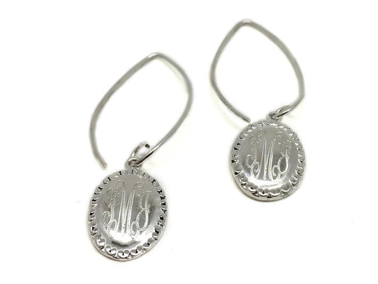 Oval Monogram Earrings - Allyanna GiftsMONOGRAM + ENGRAVING