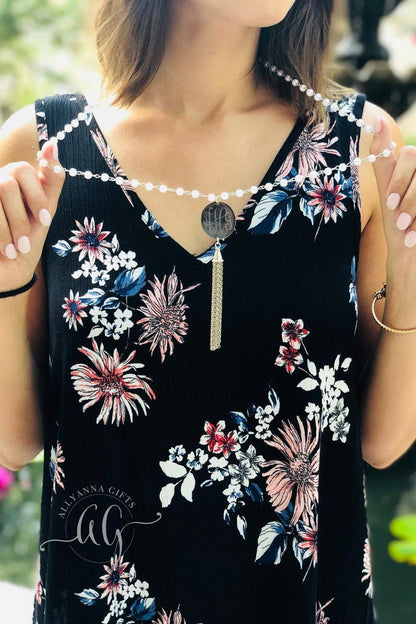 Pearl Tassel Necklace - Allyanna GiftsMONOGRAM + ENGRAVING