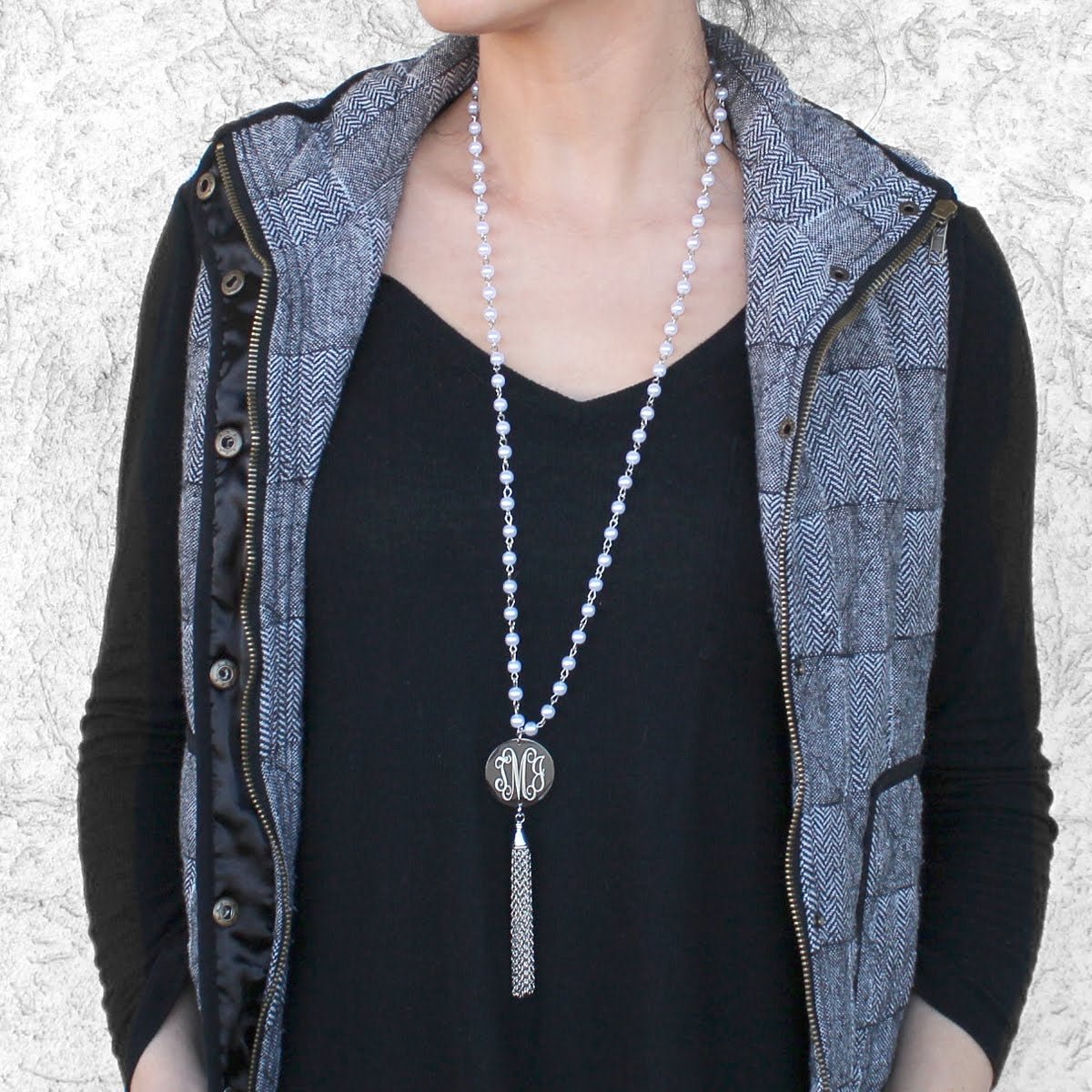 Pearl Tassel Necklace - Allyanna GiftsMONOGRAM + ENGRAVING