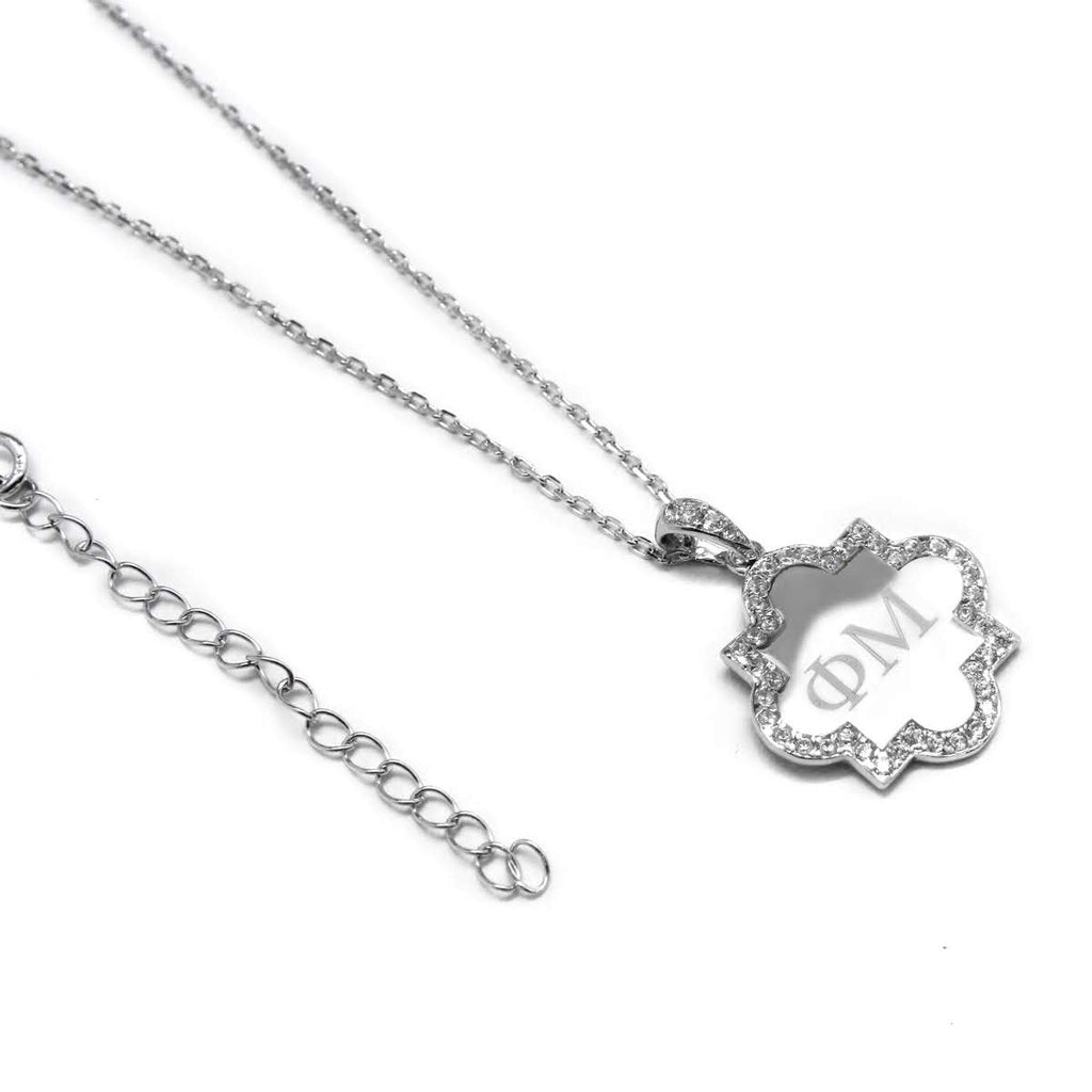 Phi Mu Sterling Silver Quatrefoil Necklace - Allyanna Gifts
