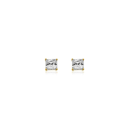 Princess Cut Screw Back Stud Earrings - Allyanna Gifts