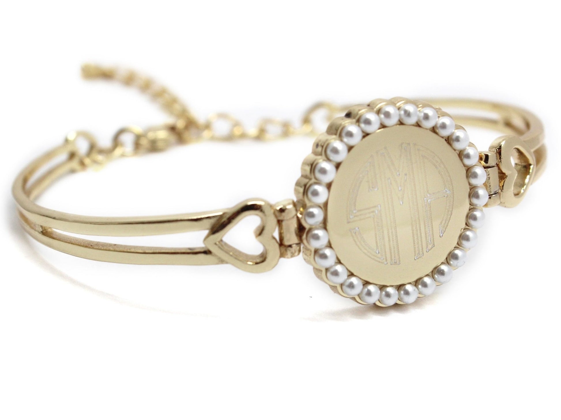 Princess Pearl Heart Bracelet - Allyanna GiftsMONOGRAM + ENGRAVING