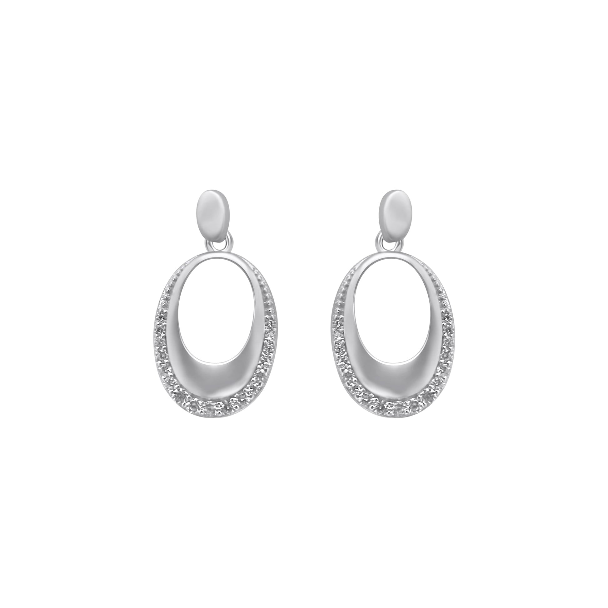 Products Sterling Silver Oval Dangle CZ Earrings - Allyanna GiftsEARRINGS