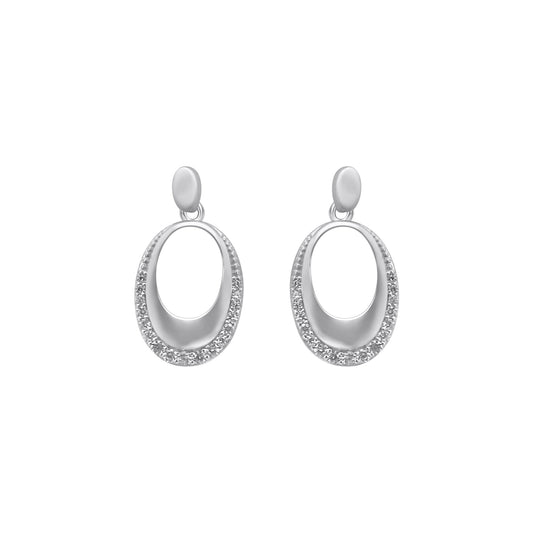 Products Sterling Silver Oval Dangle CZ Earrings - Allyanna GiftsEARRINGS
