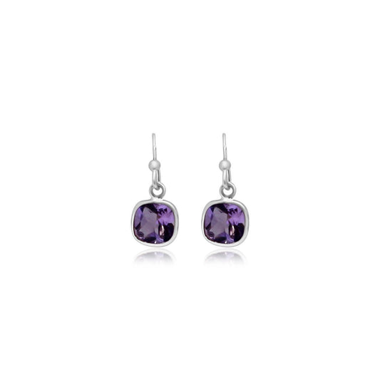 Purple Gemstone Square Earrings - Allyanna Gifts