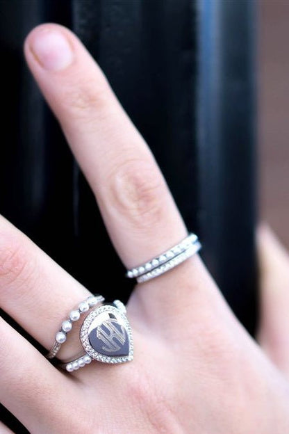 Quad Band Teardrop Pearl Ring - Allyanna GiftsMONOGRAM + ENGRAVING