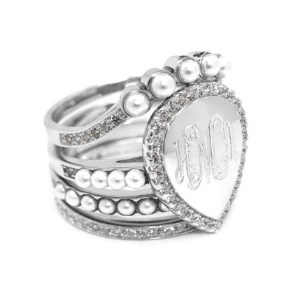 Quad Band Teardrop Pearl Ring - Allyanna GiftsMONOGRAM + ENGRAVING