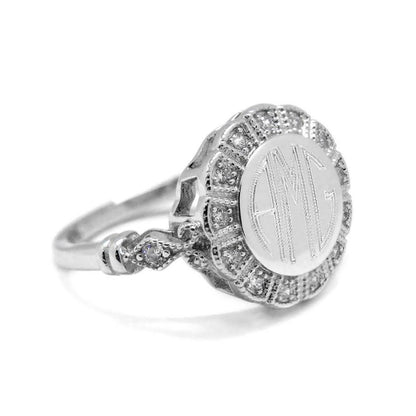 Rachel Round Flower CZ Ring - Allyanna Gifts
