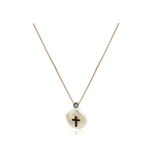 Rose CZ Cross Charm Necklace - Allyanna Gifts
