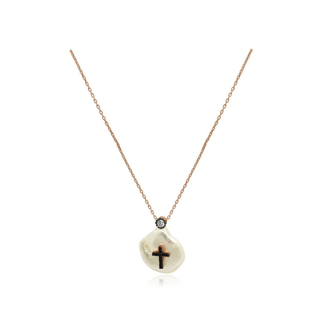 Rose CZ Cross Charm Necklace - Allyanna Gifts