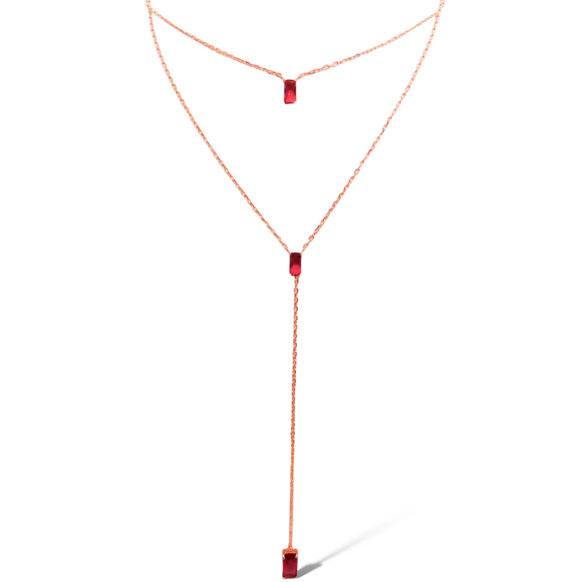 ROSE CZ STATION W/ DROP DOUBLE LAYER NECKLACE - Allyanna GiftsNECKLACE