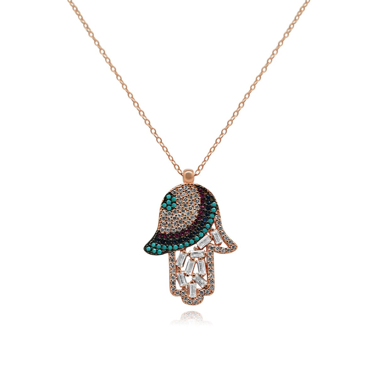 Rose Multi Color Hamsa Necklace - Allyanna GiftsNECKLACE