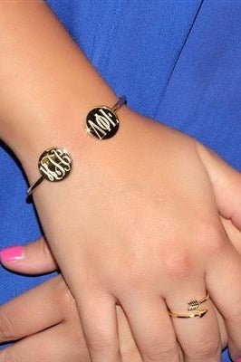 Round Engravable German Silver Bracelet - Allyanna GiftsMONOGRAM + ENGRAVING