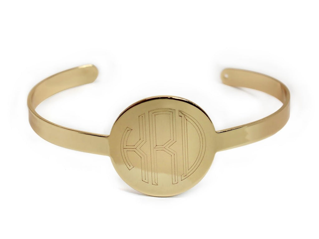 Round Engraved Cuff Bracelet - Allyanna GiftsMONOGRAM + ENGRAVING
