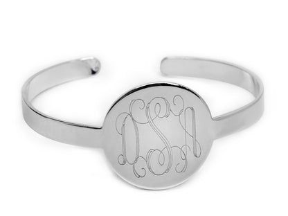Round Engraved Cuff Bracelet - Allyanna GiftsMONOGRAM + ENGRAVING
