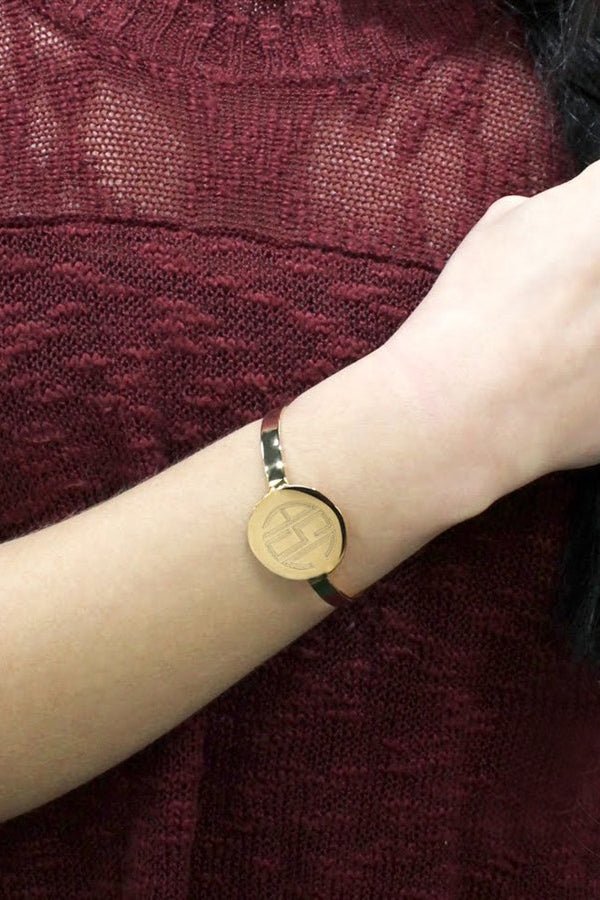 Round Engraved Cuff Bracelet - Allyanna GiftsMONOGRAM + ENGRAVING