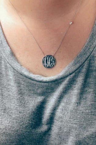 Rounded Sterling Silver CZ Necklace - Allyanna GiftsMONOGRAM + ENGRAVING
