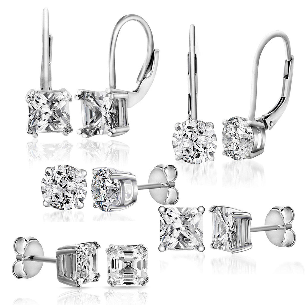 Silver CZ Five Piece Earring Set - Allyanna GiftsEARRINGS