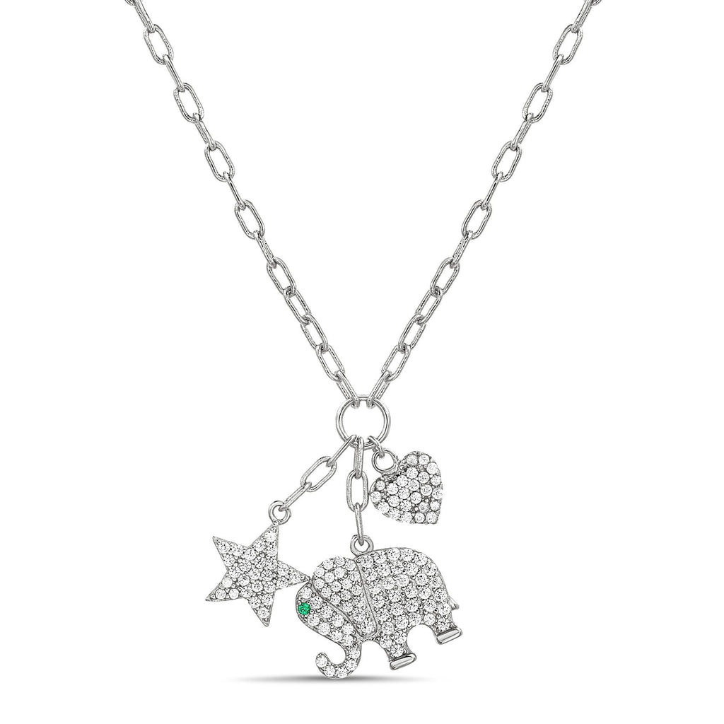 Silver CZ Multi Charm Necklace - Allyanna Gifts
