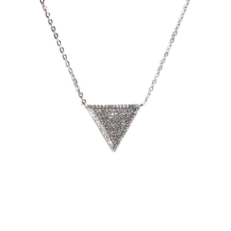 Silver CZ Stone Triangle Necklace - Allyanna GiftsCHANGE PHOTO