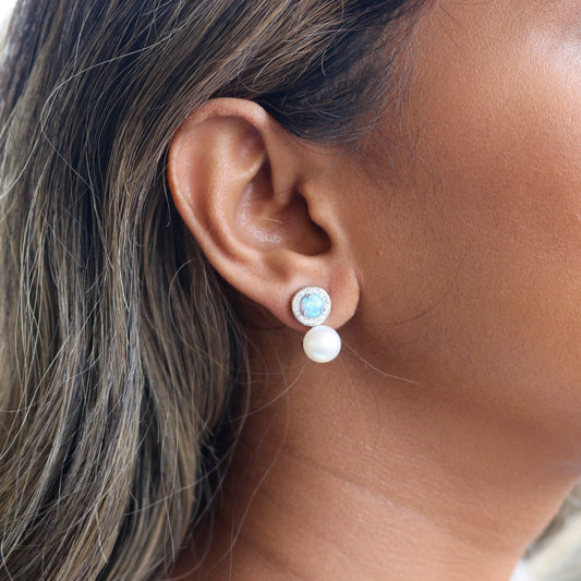 SILVER OPAL/PEARL/CZ POST EARRING - Allyanna GiftsEARRINGS