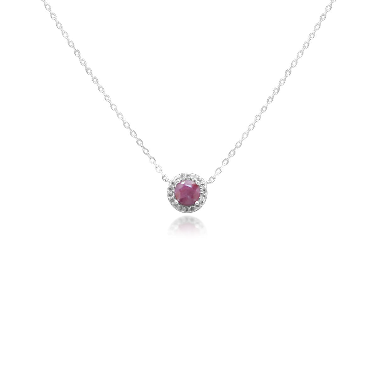 SIlver Ruby/Topaz Halo Necklace - Allyanna GiftsNECKLACE