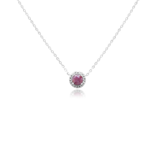 SIlver Ruby/Topaz Halo Necklace - Allyanna GiftsNECKLACE