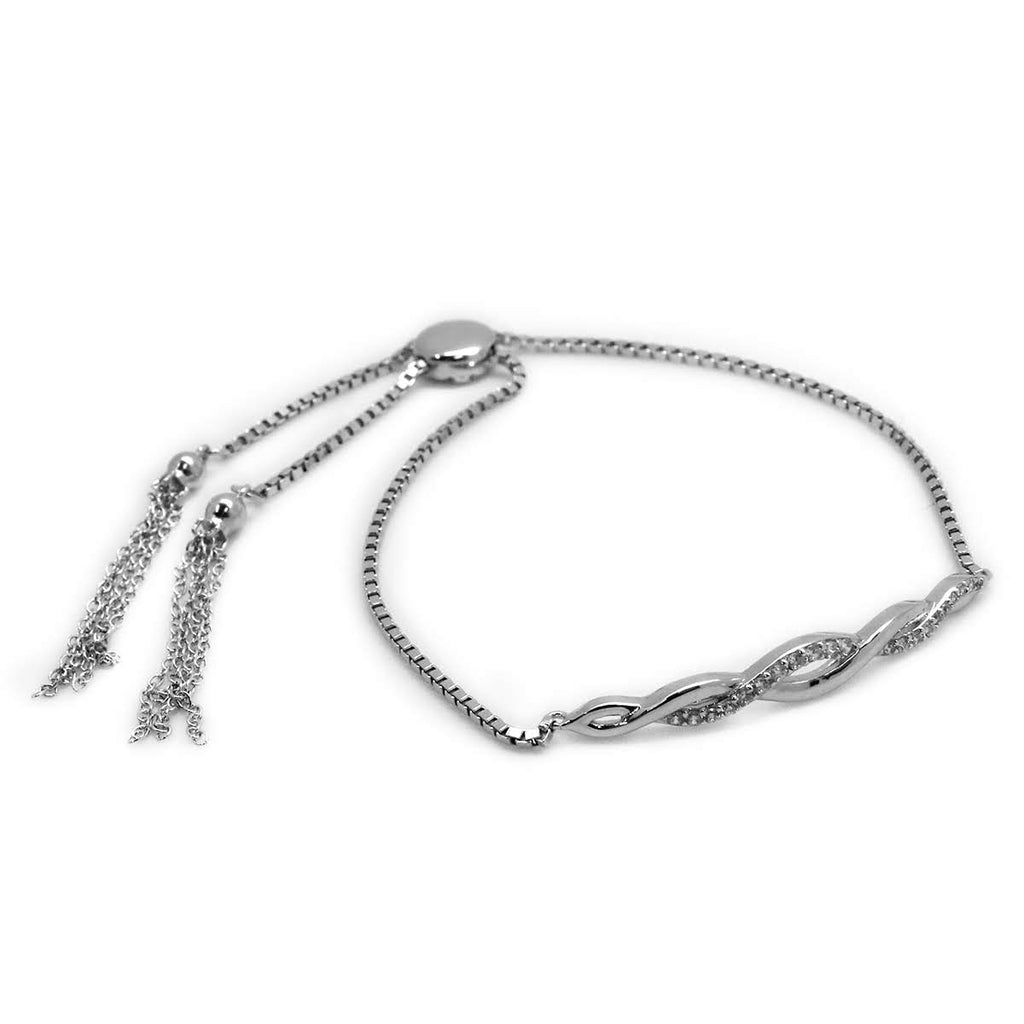 Silver Woven CZ Bolo Bracelet - Allyanna GiftsBRACELETS