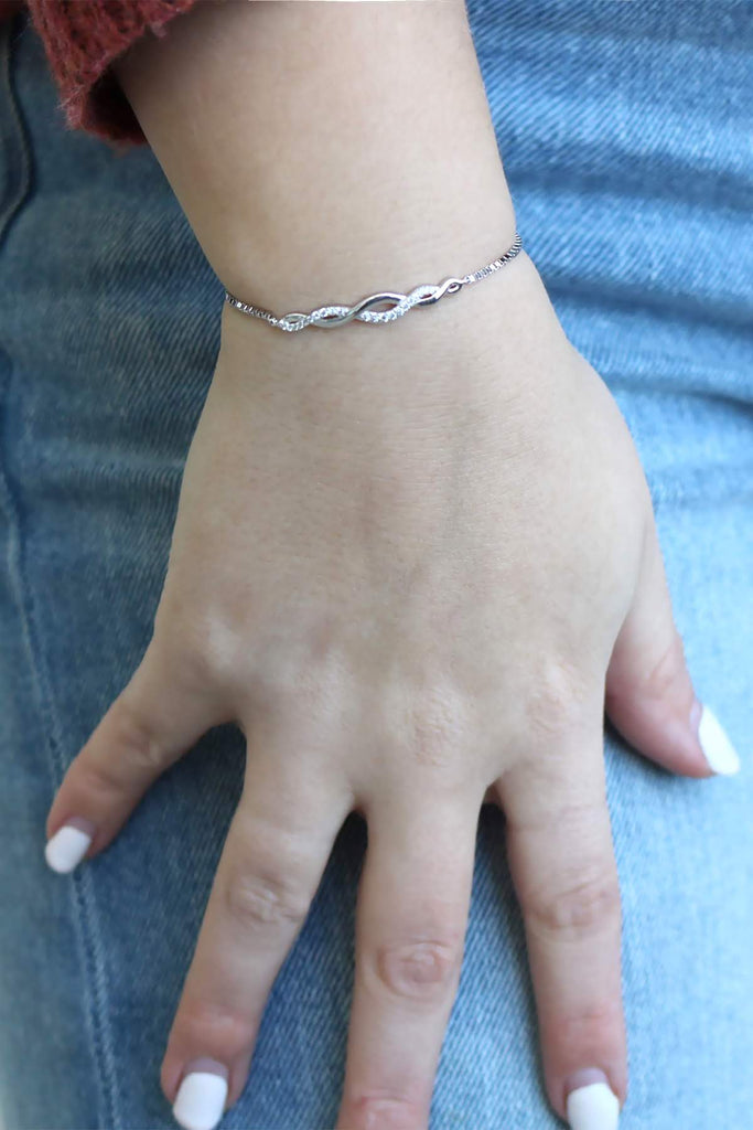 Silver Woven CZ Bolo Bracelet - Allyanna GiftsBRACELETS