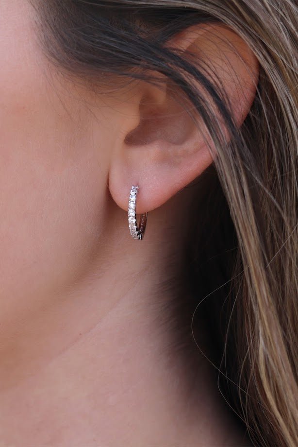 Small CZ Hoop Sparkling Earrings - Allyanna GiftsEARRINGS