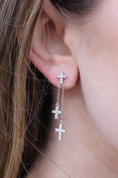 Sparkly Cross Dangle Post Earrings - Allyanna GiftsEARRINGS