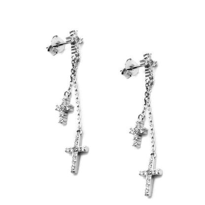 Sparkly Cross Dangle Post Earrings - Allyanna GiftsEARRINGS