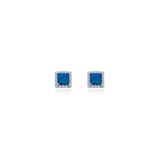 Square Blue Opal Studs - Allyanna Gifts
