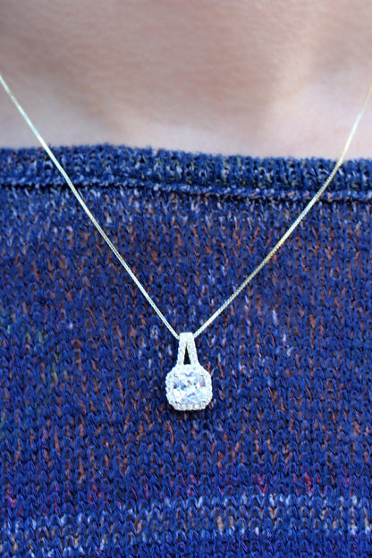 Square CZ Gemstone Necklace - Allyanna GiftsNECKLACE