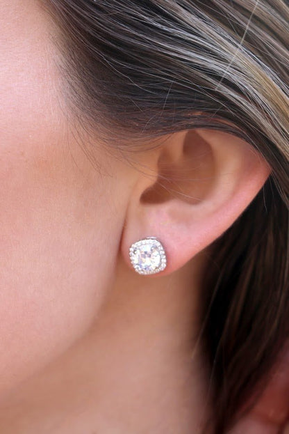 Square CZ Post Earrings and CZ Horseshoe Hoop Set - Allyanna GiftsEARRINGS