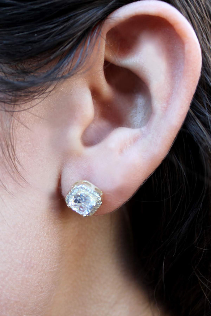 Square CZ Stone Post Earrings - Allyanna GiftsEARRINGS