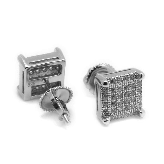 Square Lattice CZ Micropave Post Earrings - Allyanna GiftsEARRINGS