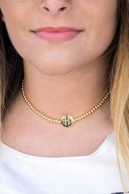 Stainless Steel Engraved Beaded Choker - Allyanna GiftsMONOGRAM + ENGRAVING