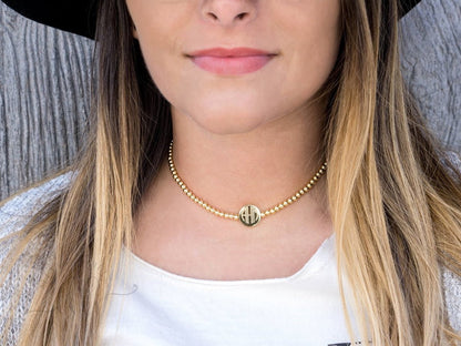 Stainless Steel Engraved Beaded Choker - Allyanna GiftsMONOGRAM + ENGRAVING