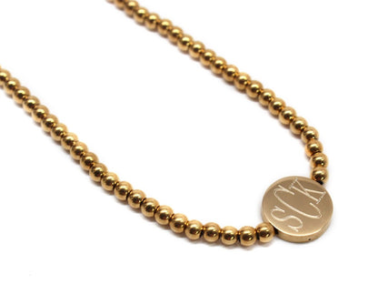 Stainless Steel Engraved Beaded Choker - Allyanna GiftsMONOGRAM + ENGRAVING