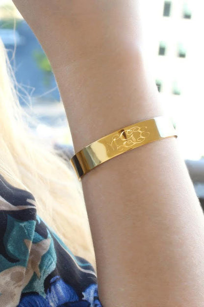 Stainless Steel Engraved Cuff - Allyanna GiftsMONOGRAM + ENGRAVING