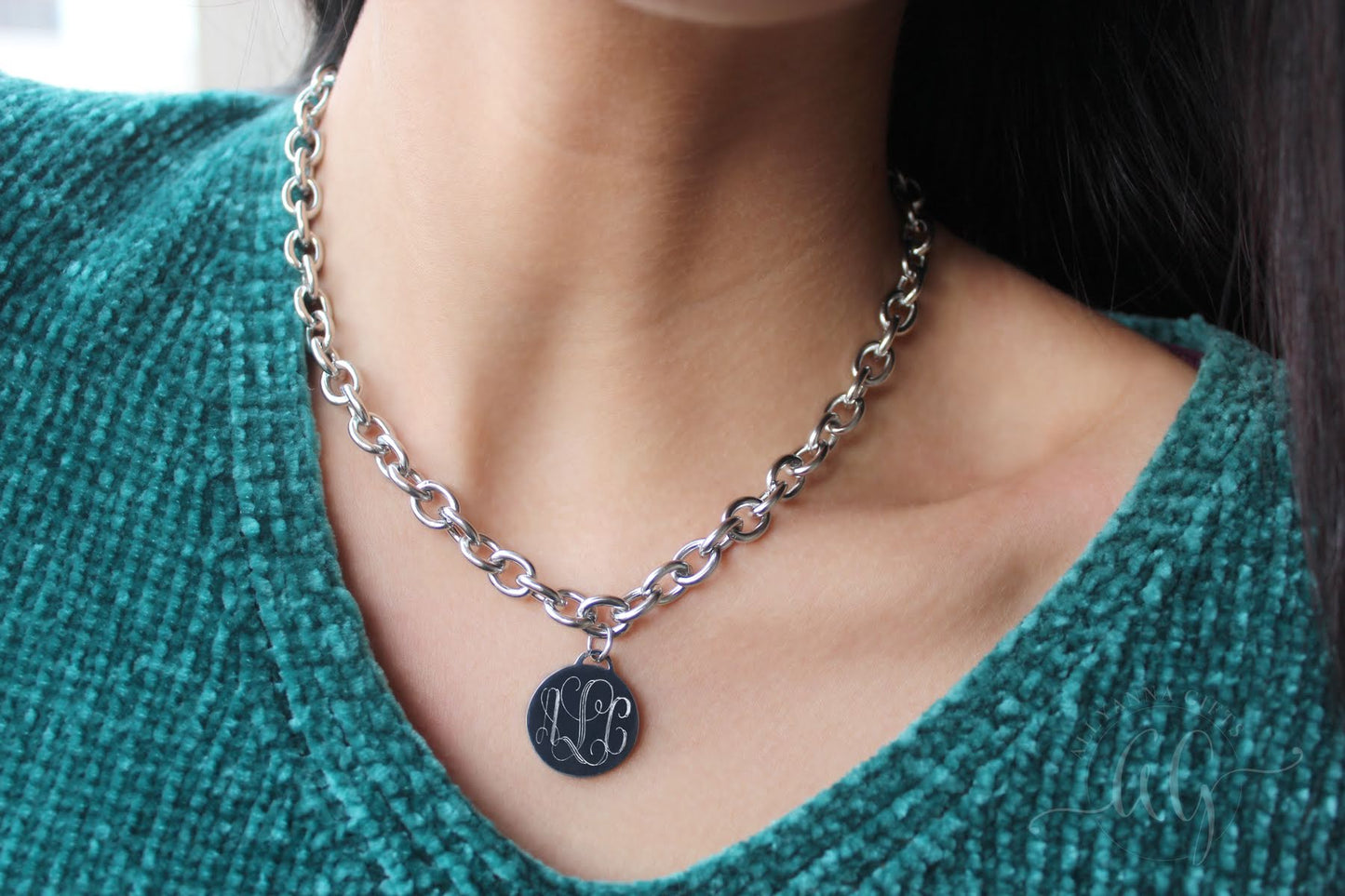 Stainless Steel Link Necklace - Allyanna GiftsMONOGRAM + ENGRAVING